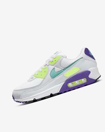 Nike Air Max 90 Blancos Blancos Plateadas Turquesa | MX 2354